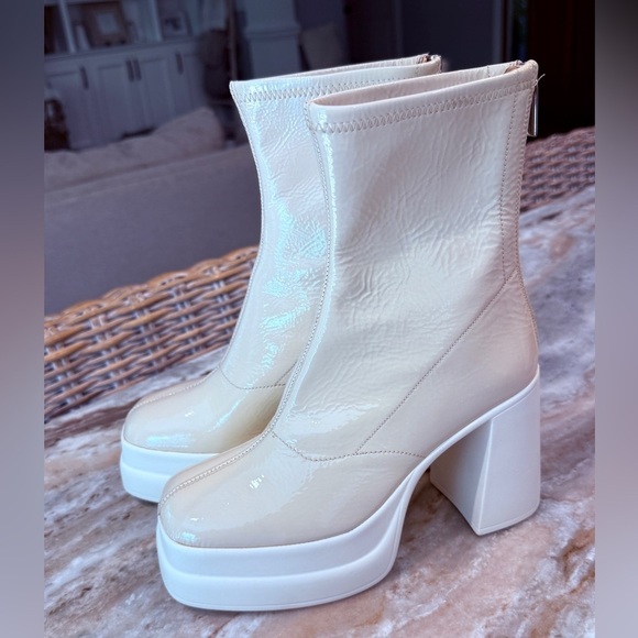 Women’s FREE PEOPLE double stack platform cream booties- Size 36.5 - Picture 3 of 13